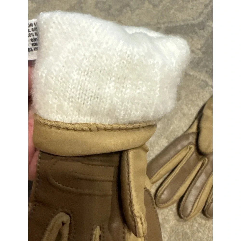 Vintage Sheer Energy Womens Beige lined driving gloves L'eggs  stretch One Size